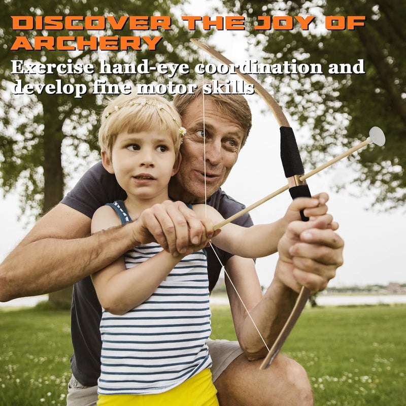 Basbon Kids Bow and Arrow Set, 24 Inch Archery Set Handmade Wooden Toy Bow and Arrow Gifts for Kids Boys Girls - Perfect for Birthdays Christmas Halloween, Cosplay Game Costume Prop Play - Image 4